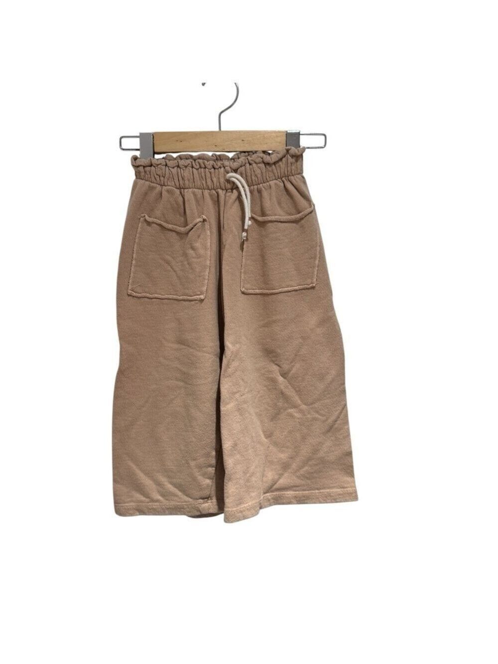 ZARA Tan Elastic Waist Cropped Wide Leg Joggers - size 4-5